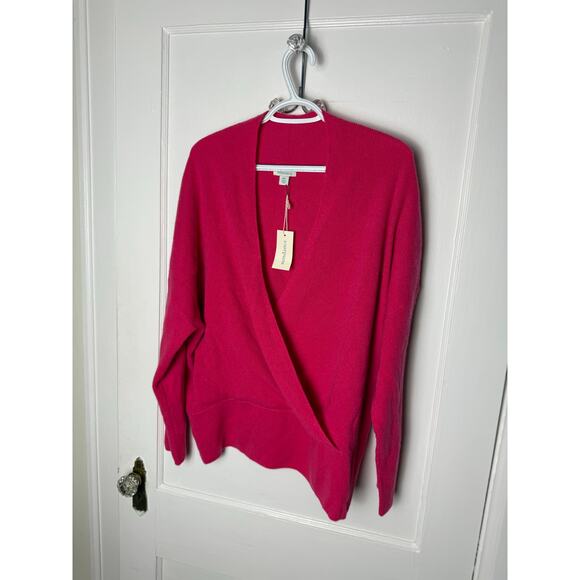 Sundance Hot Pink 100% Cashmere Faux Wrap Ballerina Sweater Size XXL NEW - Picture 8 of 8